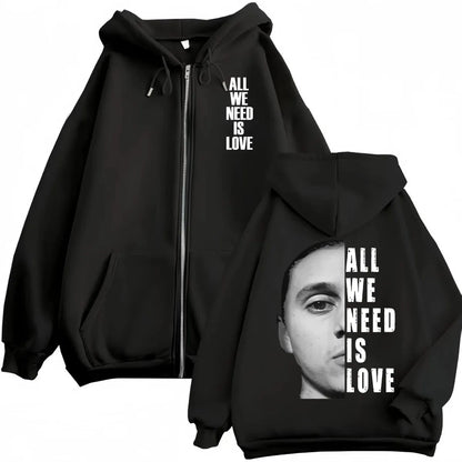 Canserbero All We Need Is Love Muerte Vida Merch Zipper Hoodie Men's Fashion Hip Hop Zip Up Sweatshirts Casual Fleece Pullovers