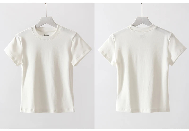 Basic T Shirts Women Cotton Slim Fit White Tops Summer Black Tees Crew Neck 100% Cotton T Shirt For Women Plain T-shirts Soft