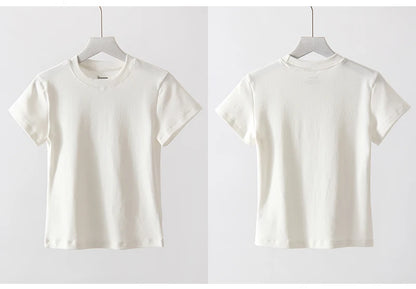 Basic T Shirts Women Cotton Slim Fit White Tops Summer Black Tees Crew Neck 100% Cotton T Shirt For Women Plain T-shirts Soft