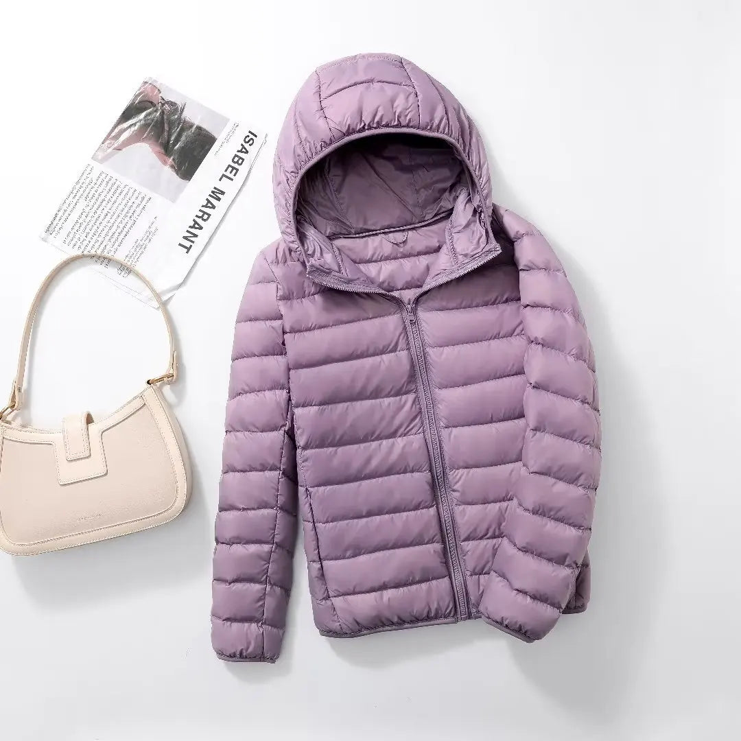 Women Puffer Jacket - Plus Size Jackets, Lightweight Down Coat With Zipper Closure