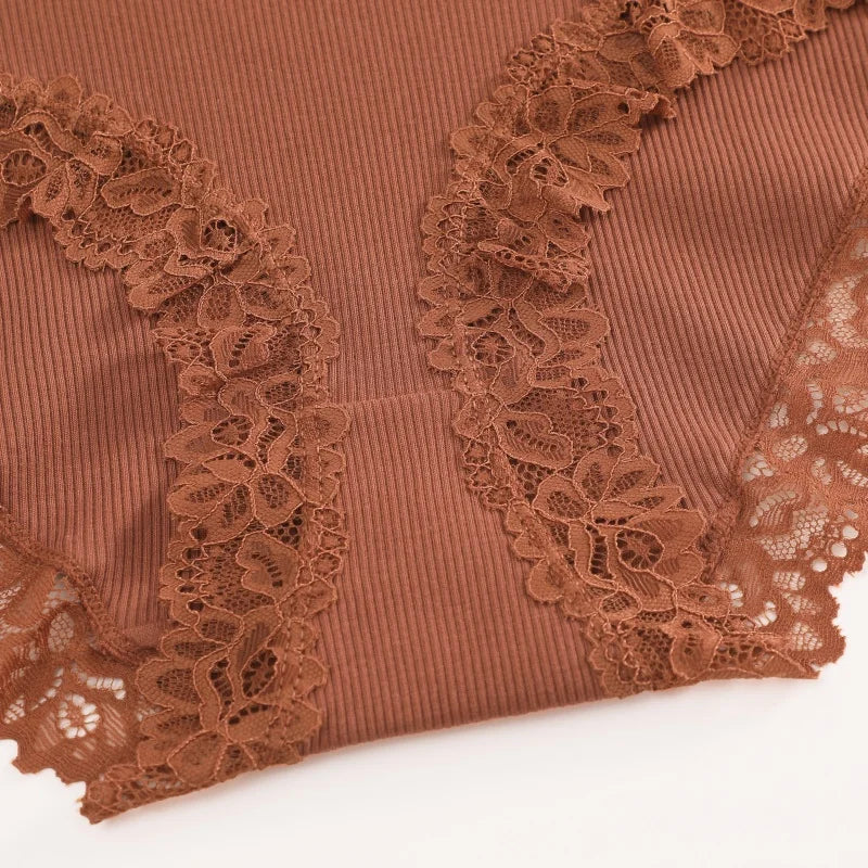 3PCS/Set Women Cotton Panties Lace Low Waist Briefs Trendy Patchwork Lace Intimate Underwear Stretch Comfortable Ladies Lingerie