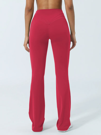 V-Cross Fitness Flare Pants Lifting Buttocks Cross Waist Yoga Sport Leggings Gym Outdoor Acticewear Workout Wide-Leg Pants