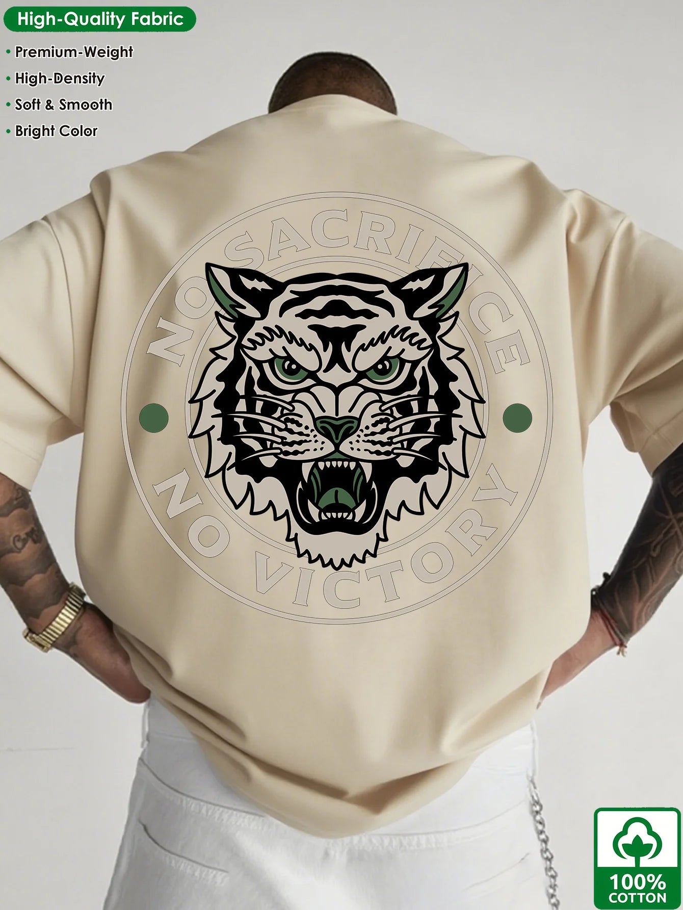 Retro Tiger Trendy Print 100%cotton Men Woment T-shirt Summer Autumn Daily Outdoor Sports Party Casual Loose Street Short Sleeve