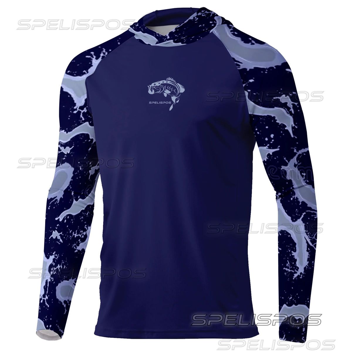 SPELISPOS New Men Fishing Hoodie Summer Breathable  Long Sleeve Fishing Jersey Sun Protection UPF 50+ T-shirt Camisa De Pesca