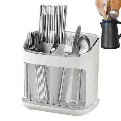 Utensil Holder - Multi Compartment Kitchen Storage | Cutlery Drainer & Tableware Organizer