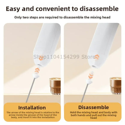 Electric Milk Frother  Handheld Mixer - Portable Coffee Blender Tool