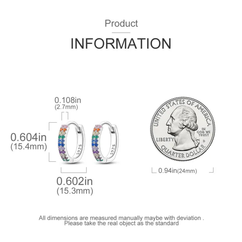 MISEFF Real 925 Sterling Silver Earring Gradual Change Green Blue Colored Zircon Hoop Earrings Engagement Wedding Jewelry Gifts