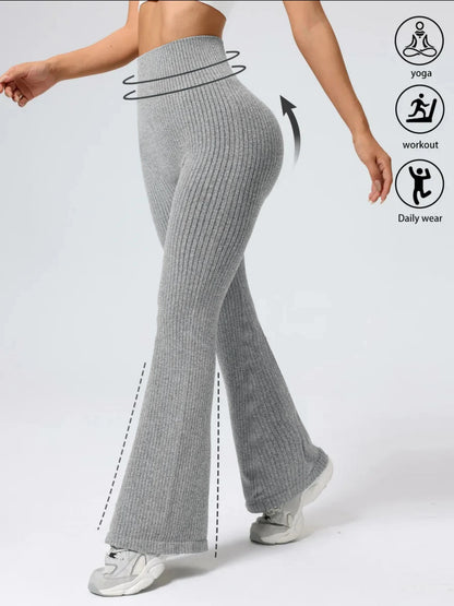 High-Waist Stretchy Bell Bottom Pants for Women – Slim Fit, Ideal for Workout & Daily Casual Wear
