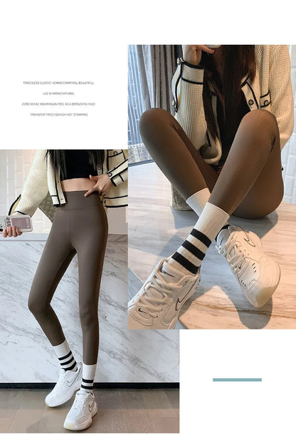 Seamless Leggings Women – High Waist Brushed Shark Fitness Pants | Slim Fit