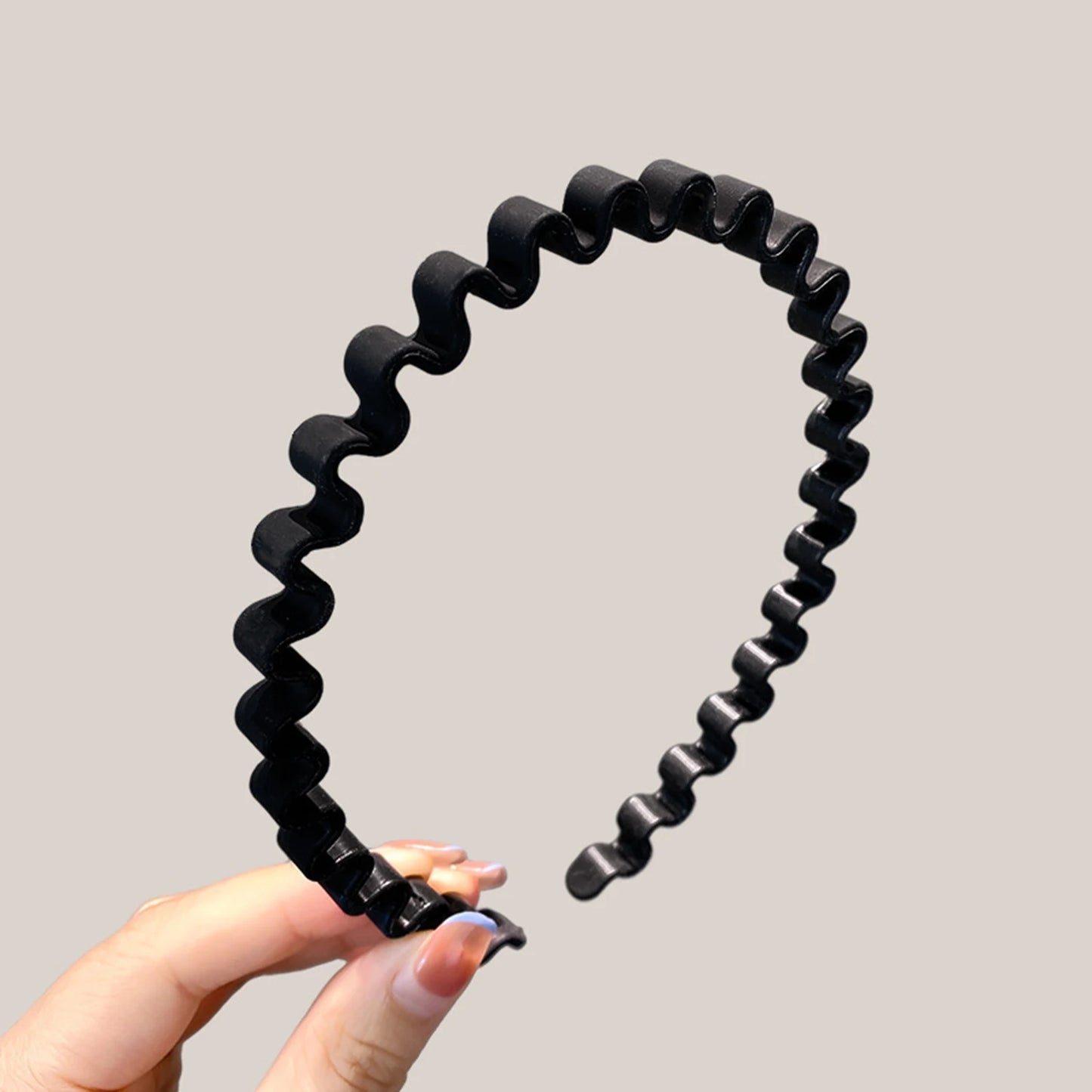 Unisex Metal Wavy Spring Hair Hoop Black Non Slip Outdoor Sports Headbands For Women Men Simple Hairband Face Washing Headdress