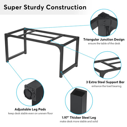 Large Office Desk | Modern Computer Desk - Spacious Writing Workstation for Home Office