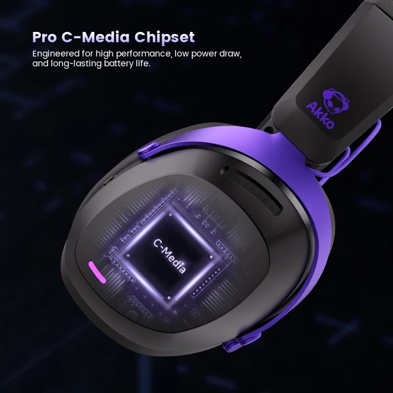 Akko GH300 Gaming Wireless Headphone with Mic Over-Ear Headset 7.1 Virtual Surround Sound Quad-Mode Head-mounted for Music Game