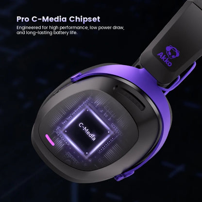 Akko GH300 Gaming Wireless Headphone with Mic Over-Ear Headset 7.1 Virtual Surround Sound Quad-Mode Head-mounted for Music Game