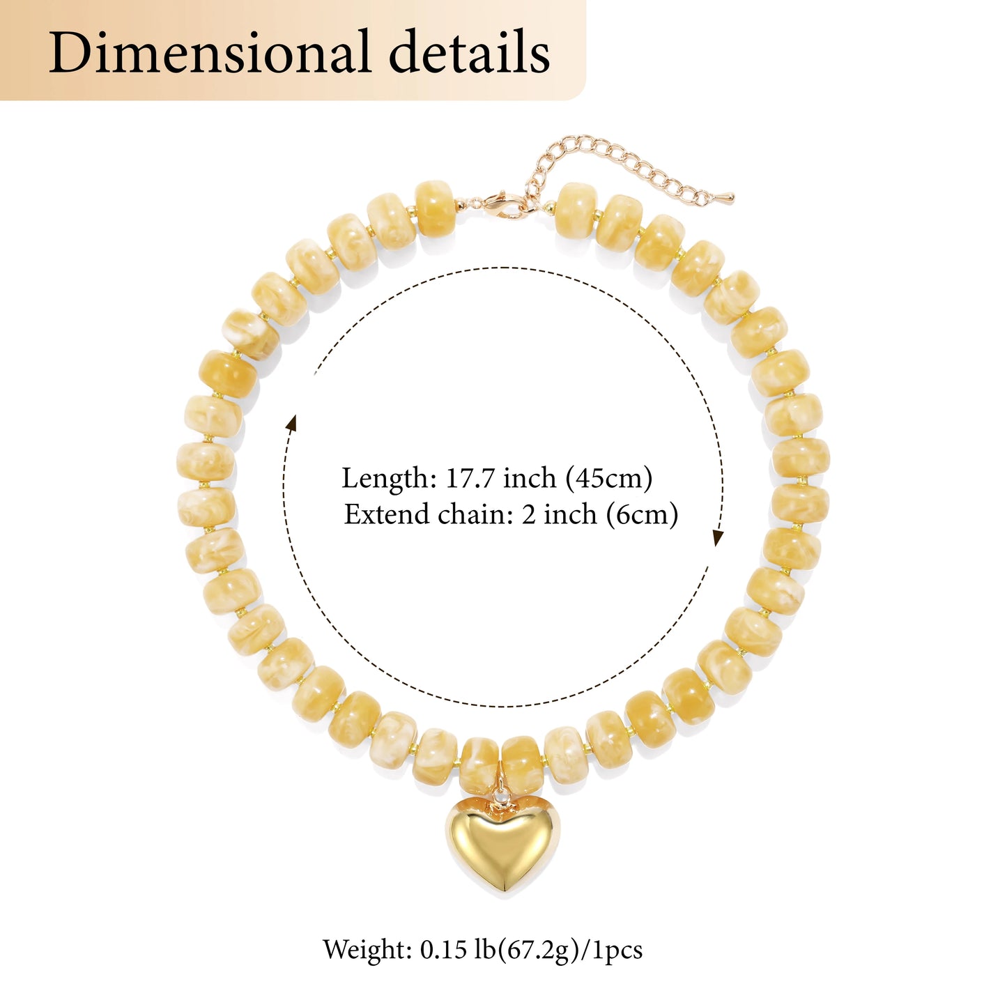 Badu Bohemia Colorful Acrylic Beaded Choker Necklace for  Women 14K Gold Plated Heart Pendant Summer Aesthetic Y2K Jewelry Gift