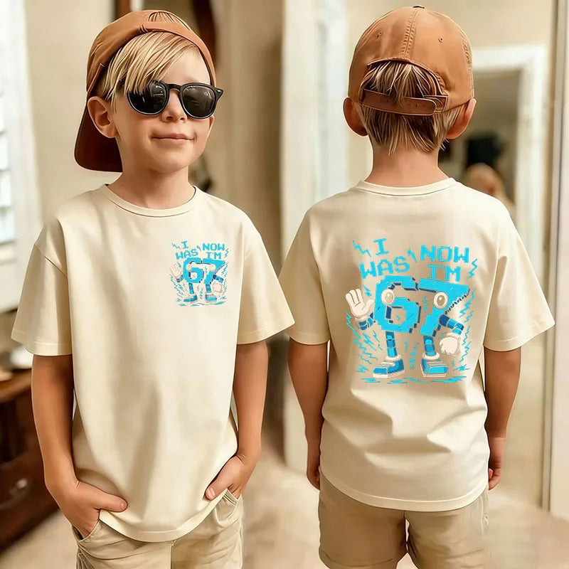 Cute Funny Six Seven Italian Brainrot 67 Number Graphic Print T-Shirt Boy/Girl Summer Short Sleeved Kids Tshirt Top Fan Gifts