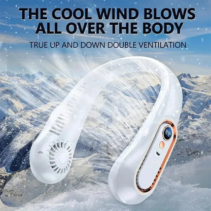 TINSOL New ceiling fan USB rechargeable portable small fan students office sports digital display ceiling fan hanging neck fan
