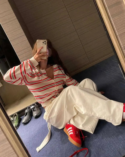 Spring New Classic Striped round Neck Button up Soft Knitted Open Cardigan Fashionable Design Sensation Women's Sweater