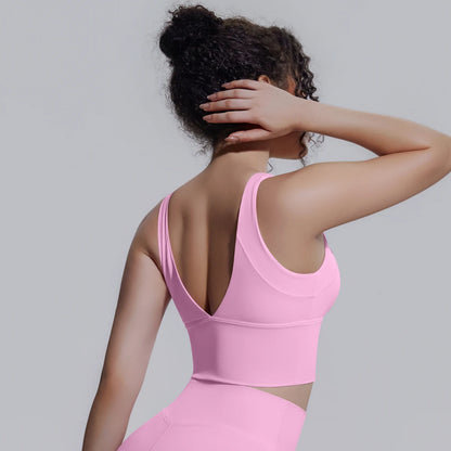 New Backless Yoga Vest for Woman Yoga Underwear with Chest Pad Summer Breathable Workout Top Running Shockproof Sports Bra
