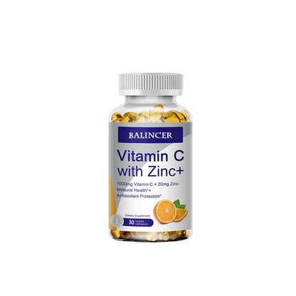 Vitamin C with Zinc, Bioavailable, Ascorbic Acid, Zinc Oxide, Non-GMO and Gluten-Free Supplement