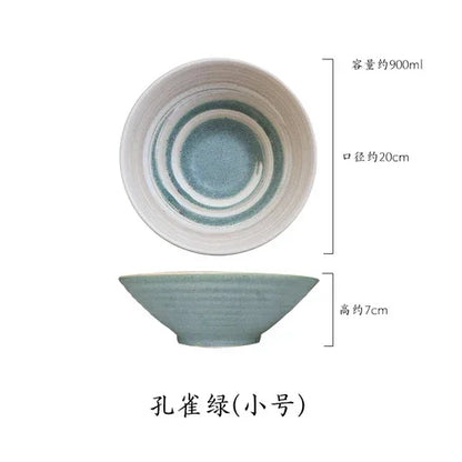 Japanese Ramen Bowl Set - Large Ceramic Tableware for Beef Noodle Soup