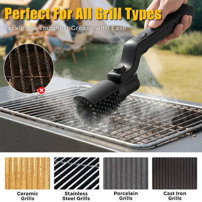 Electric BBQ Grill Brush with 3-Speed Settings 2600mAh Cordless Rechargeable Adjustable Angle Grill Cleaning Tool