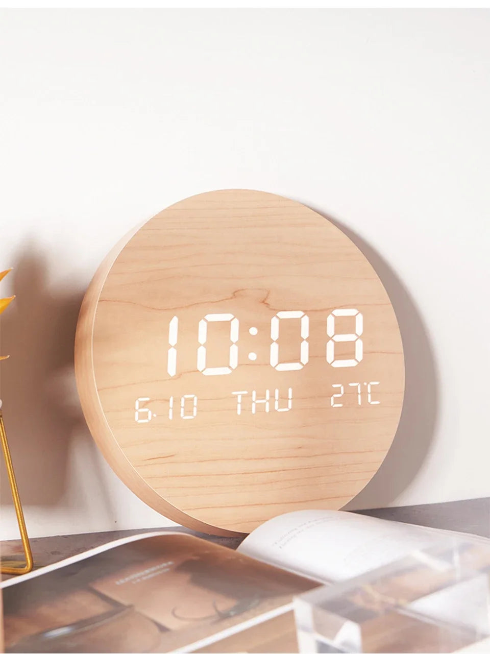 LED Digital Wall Clock - Multi-Function Silent Time  Temperature Display for Home  Bedroom