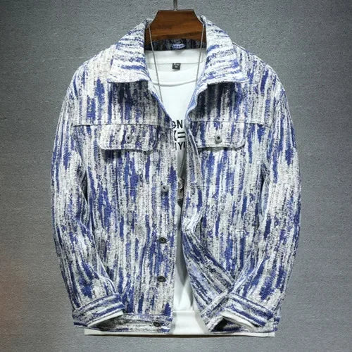 2025 New Men Pure Colour Denim Jacket Single-breasted Lapel Daily Casual Simple Coats