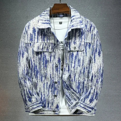 2025 New Men Pure Colour Denim Jacket Single-breasted Lapel Daily Casual Simple Coats