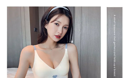 2pcs Womens Seamless Sweet Anti Sagging Bra Girl Thin Brassier Lady Comfort Soft Breathable Bra Student Simple Fashion Underwear