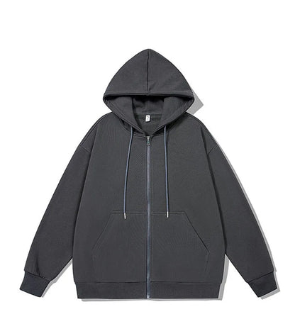 Men's Long Sleeve Zipper Hoodie Autumn Winter Fashion Casual Loose Fit Sweatshirt Sportswear Male Outfit