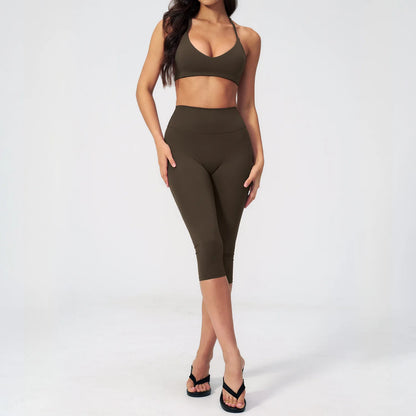 Women's Fitness Set Gym Tracksuit Breathable Sports Bra Flared Trousers Suit Workout Clothing Sportswear Female Athletic Wear