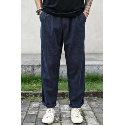 Sauce Zhan Men Pants Ramie Pants Men Summer Breathable Casual Pants Ankle-length Loose Fit Taper Leg