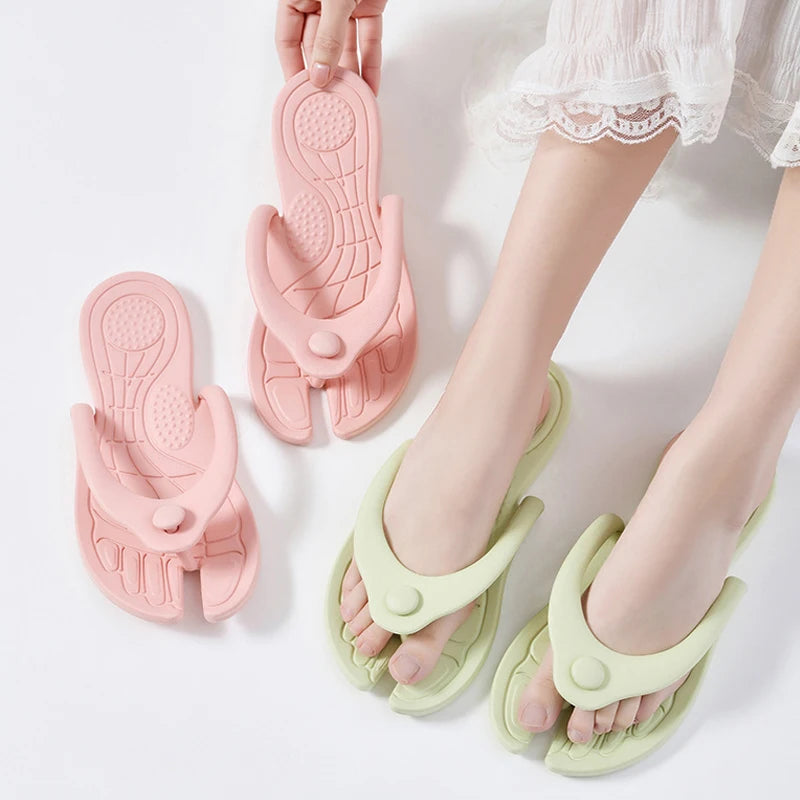Hot Sale Men Travel Portable Flip-flops Folding Slippers Indoor And Outdoor Soft-soled Beach Hotel Couple Sandals Woman Slides