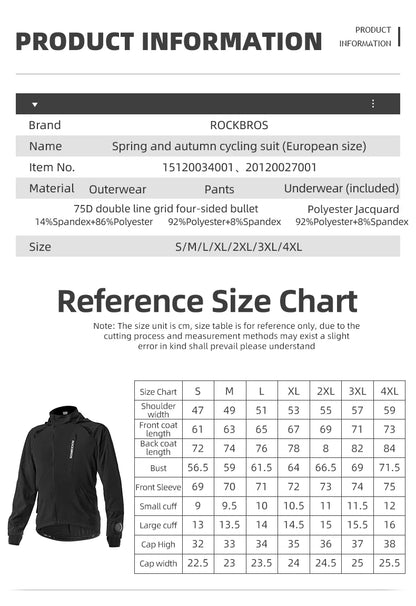 ROCKBROS Men Cycling Jackets Spring Summer Breathable Quick Dry Bike Hooded Jacket MTB Road Sports Cycling Tops Coat Windbreak