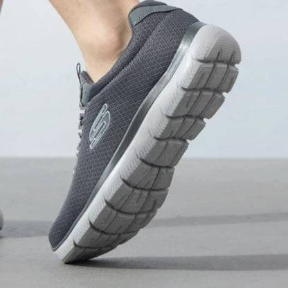 Skechers Men's Shoes New Summer Mesh Breathable Slip-On Casual Shoes Authentic Soft Sole Shoes for the Elderly 52811-CHAR