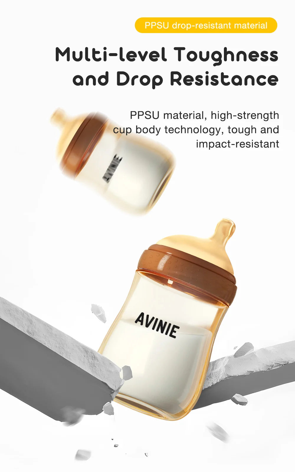 1PCS 150ml/260ml Baby bottles PPSU Baby Bottles Kids Teeth Guard Feeding Bottle Antifall Bottom Return Air Anti-bubble BPA Free