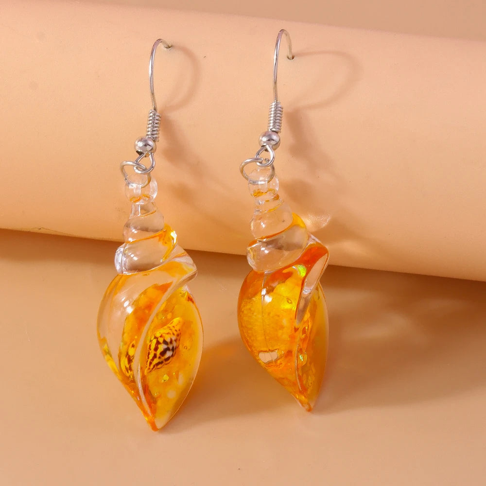 Aihua Colorful Resin Summer Beach Shell Conch Earrings for Women Girls Vacation Earrings Brincos Sweet Jewelry Gifts