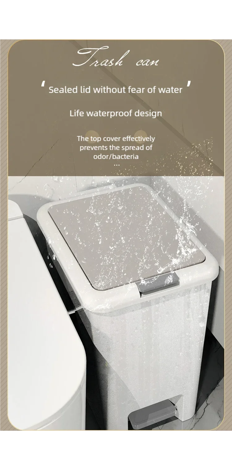Plastic Foot Pedal Trash Can - Double Opening Bin for Bathroom Kitchen Office