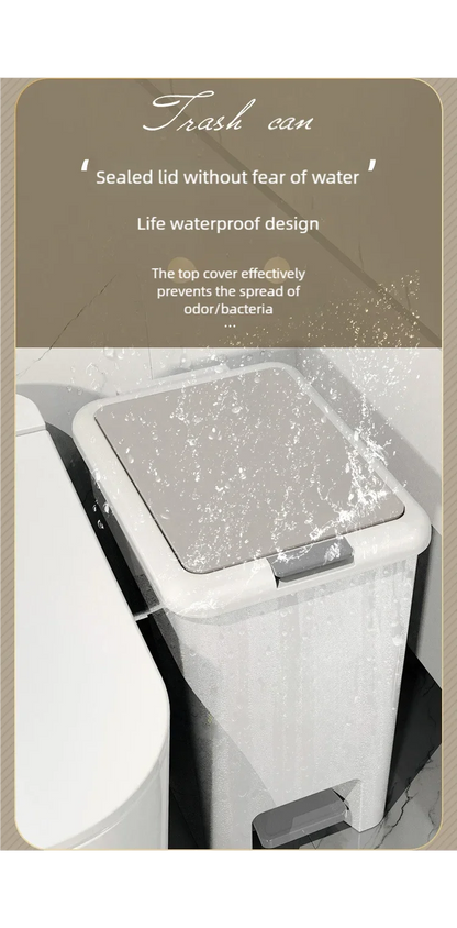 Plastic Foot Pedal Trash Can - Double Opening Bin for Bathroom Kitchen Office