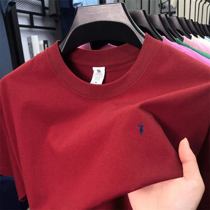 100% cotton men's short sleeve T-shirt fashion brand Paul Pony embroidery summer new high-end comfortable casual round neck top