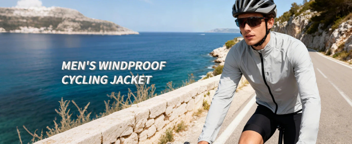 WOSAWE Cycling Jacket Lightweight Windproof Long Sleeved MTB Road Bike Windbreaker Reflective Breathable Jacket Bicycle Clothing