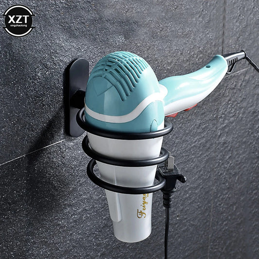 Hair Dryer Organizer Rack - Wall Mounted Aluminum Holder for Hairdryer and Straightener