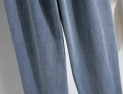 2026 Wide Leg Pants Women's Spring Autumn Retro Waed Denim Workwear Trousers High Waist Casual Versatile Plus Size Pants