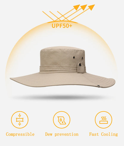 Wide Brim Sun Hat – Western Style Fishing & Hiking Hat with UV Protection
