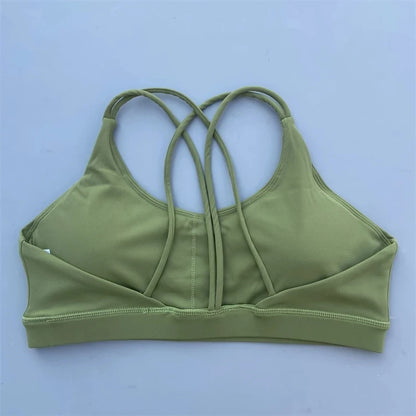 Women Fitness Bra - High Support Cross Back Sports Top With Chest Pad