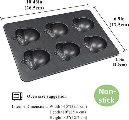 Carbon Steel Cake Pan - 6 Cavity Flower Muffin Mold Non Stick Durable Baking Tray