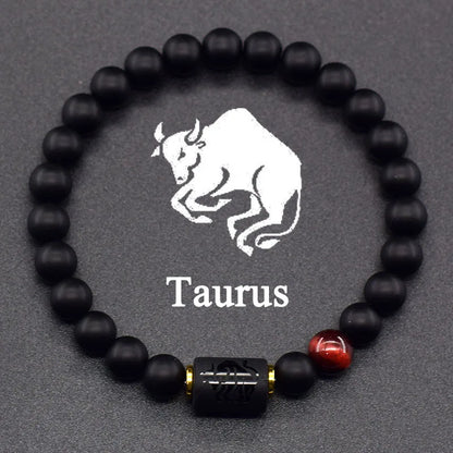 12 Zodiac Constellation Signs Bracelets for Men Women Real Natural Tiger Eye Stone Bead Bracelet Leo Taurus Charm Couple Jewelry