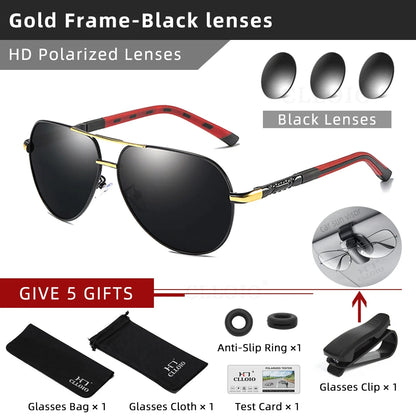 Polarized Pilot Sunglasses - Men's Driving Glasses with Aluminum Frame, UV400 Protection
