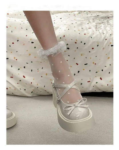 Women's Spring Round Toe Pumps Chunky Heel Mary Janes Shoes Platform Shoes for Women Dress Students Women's Lolita Heeled Shoes