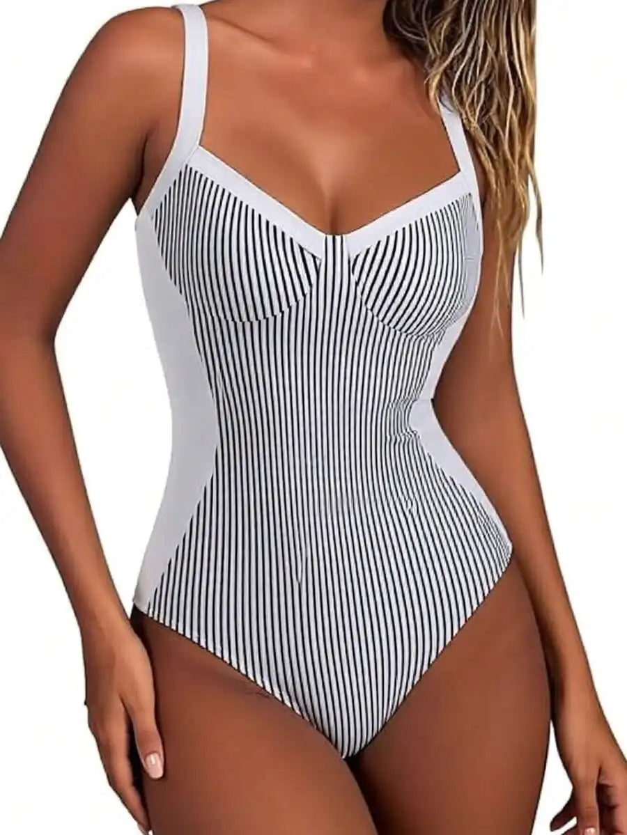 Womens Floral Print One-Piece Swimsuit With Cutout Back And Straps